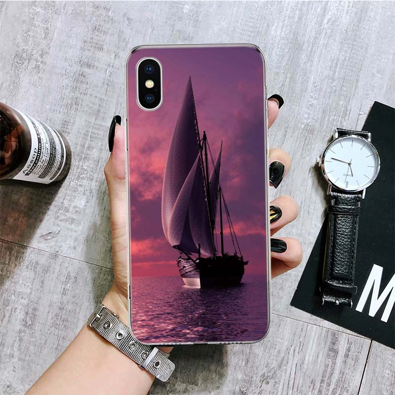 Sailing Boat Phone Case For iPhone 17 Air 16 15 Plus 11 14 Pro Max 13 Mini 12 7 8 + SE Pattern Art Customized Cover 17 Air 16 15