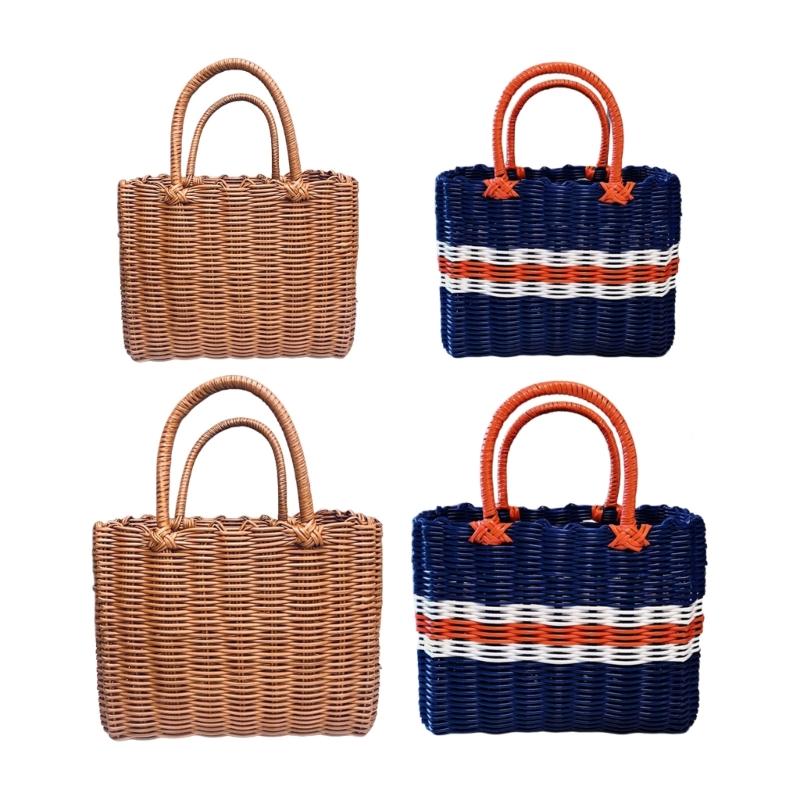 Wear Resistant PVC Woven Picnic Basket For Camping Outdoor Gatherings And Beach Parties With Large Capacity