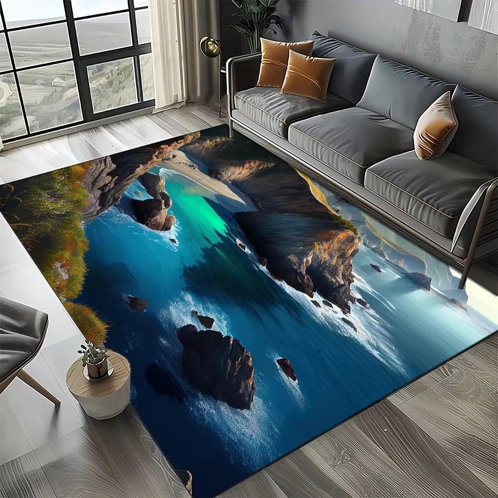 Coastal Beach Sea Style Mat Carpets for Living Room Children's Bedroom Living Room Anti Slip Crawling Rug Living Room Decoration