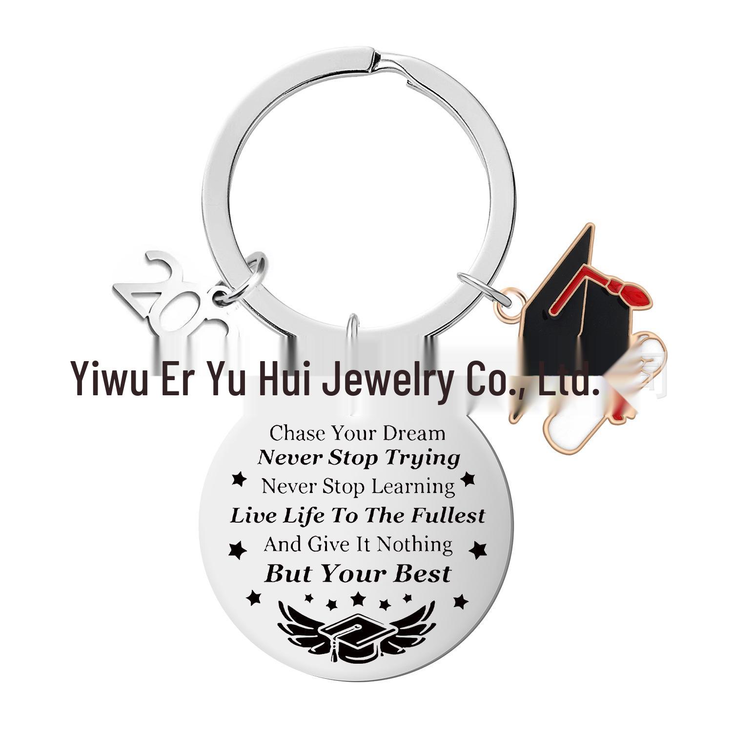 2026 Graduation Inspirational Stainless Steel Keychain Pendant