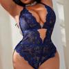 European and American Large-size Erotic Underwear Set, Mesh Suspender, Lace Transparent Onesie, Leg Ring Erotic Two-piece Set