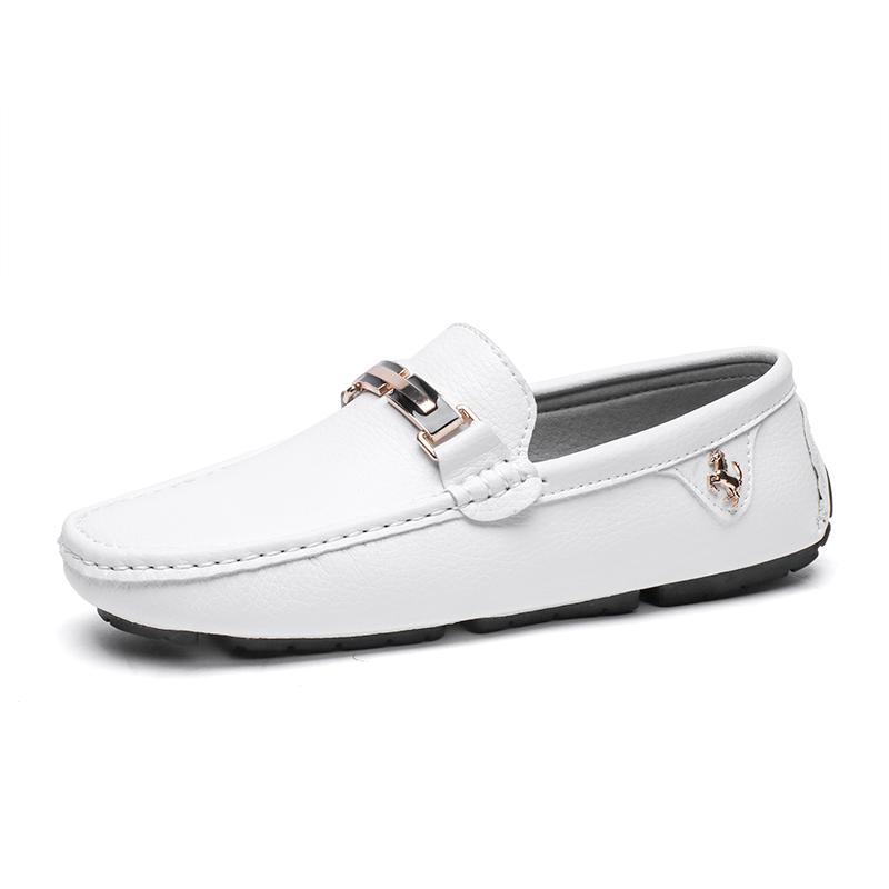 New White Black Leather Men Casual Shoes Luxury Brand Formal Dress Shoes Designer Men Loafers Breathable Slip On Driving Shoes