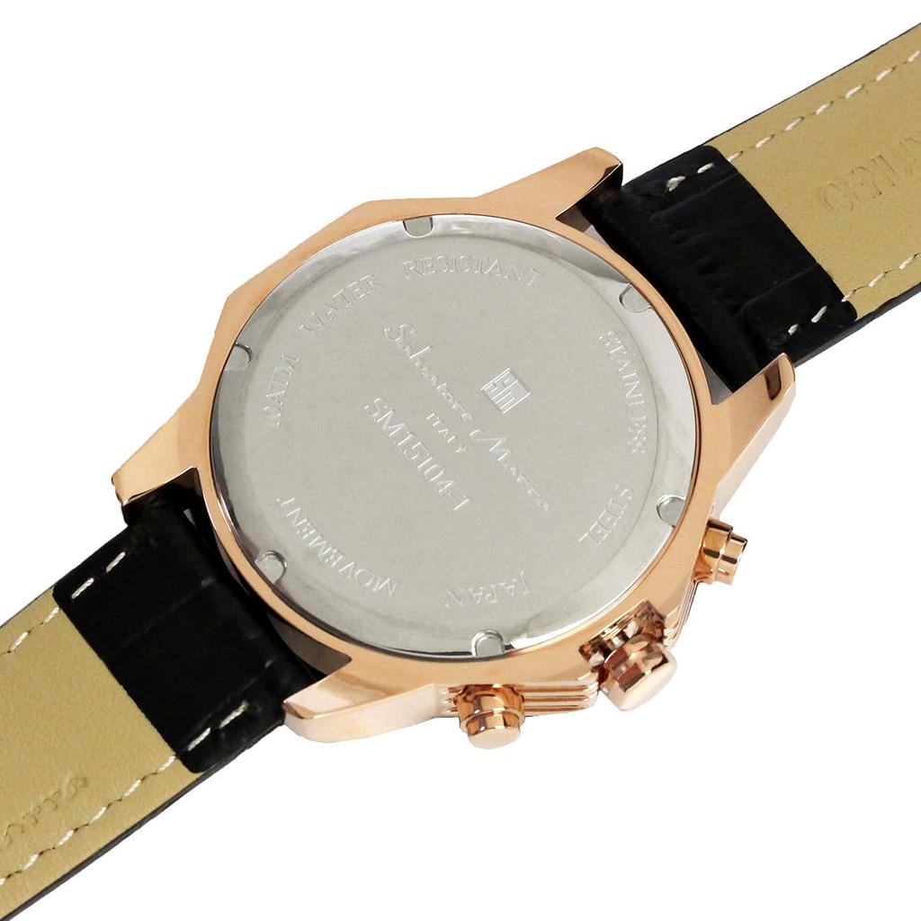 Salvatore Marra Red Chronograph 10 ATM Water Black Leather Burlap Men's Wristwatch, Resistant, Strap, Pattern, SM15104-PGPLLE