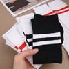 Women Striped Cotton Long Socks Japanese JK Black White Knee High Stockings Students Girls Solid Color Long Tube Leg Warm Socks