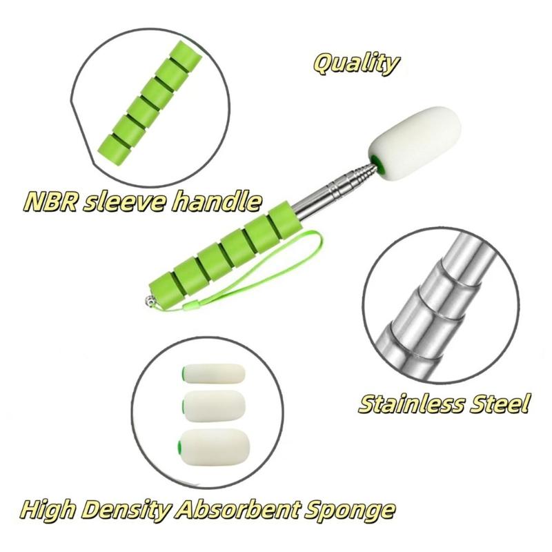 Stainless Steel Telescopic Sponge Absorbers For Ceramic Clay Water Removal Adjustable Cleaning Rod With Ergonomic Handle
