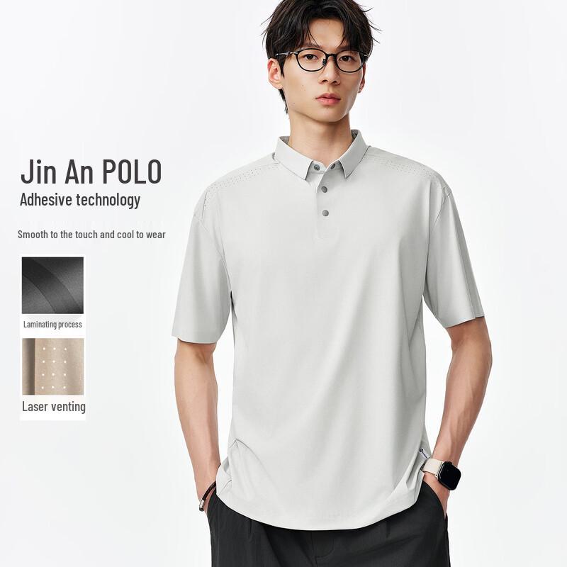 Men s Stretch Wrinkle Texture Polo Shirt M