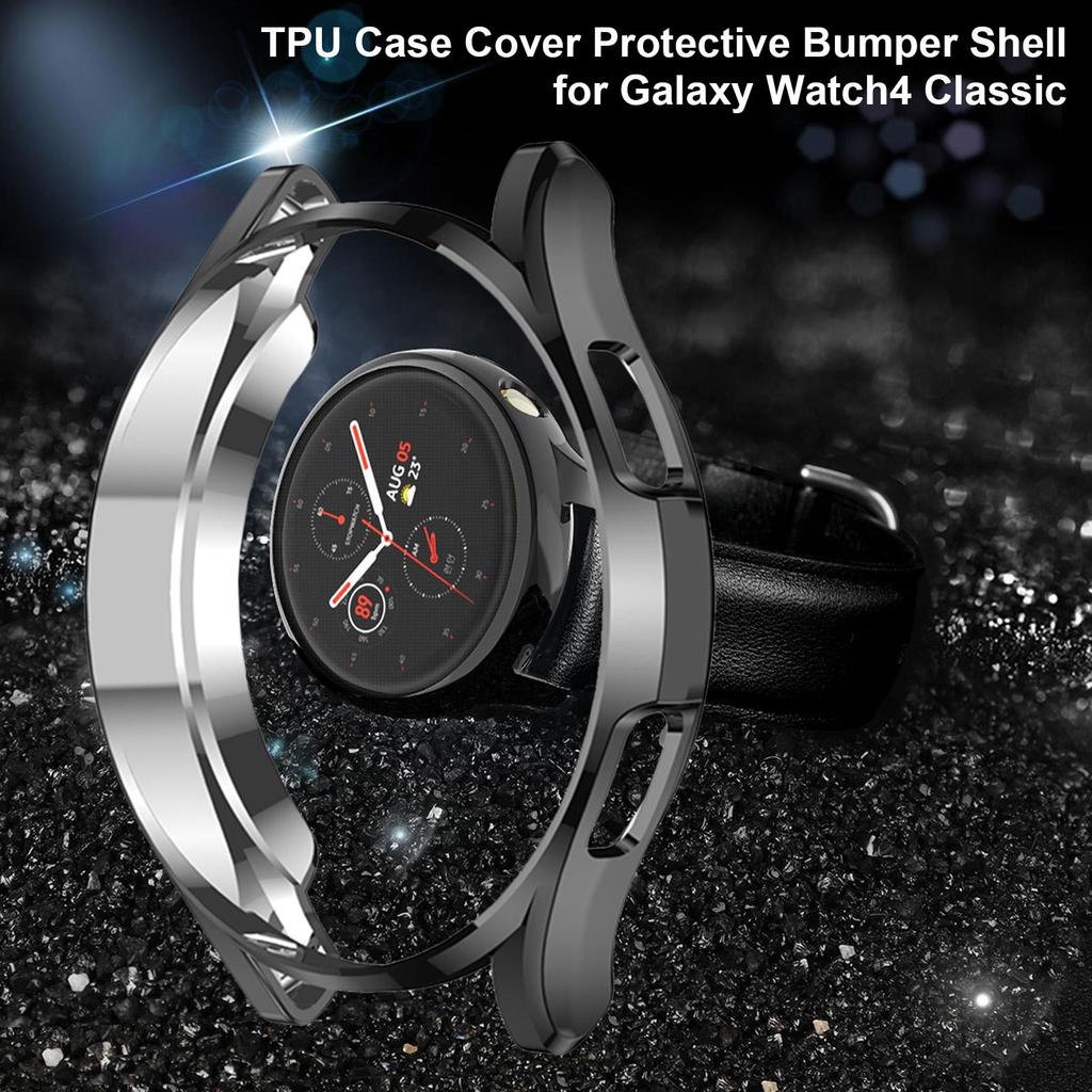 TPU Protective Case Compatible for Samsung Galaxy Watch4 Classic 42mm Hollow Soft TPU Case Electroplating Protection