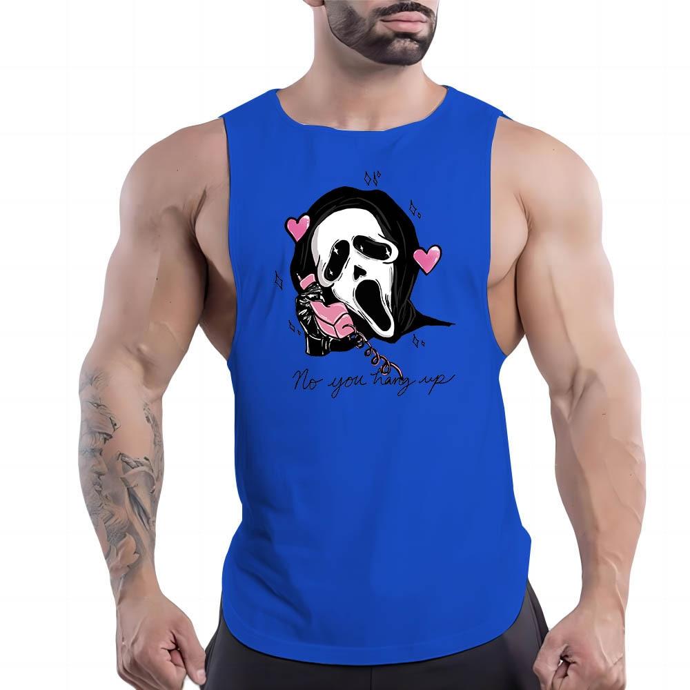 Sommer Herren Fitness Outdoor Sport Rundhalsweste Totenkopfmuster 2D Gedruckt Jugend Trend Atmungsaktives Ärmelloses Shirt