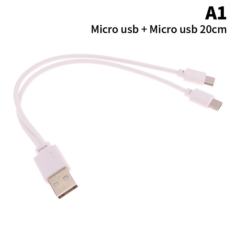 1Pc 2 In 1 Usb Male To Micro Usb/Type-C Splitter Data Transfer Charging Cable For For Android Smartphones Tablet Dual Micro Usb