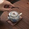 Ru kiln twisted branch lotus hand grab pot cover bowl teacup single high-end retro blue and white tea with lid ceramic kung fu tea set