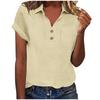 Women's Fashion Casual -Colour Buttoned Pocket Collared Short-Sleeved Shirt T-Shirt Top