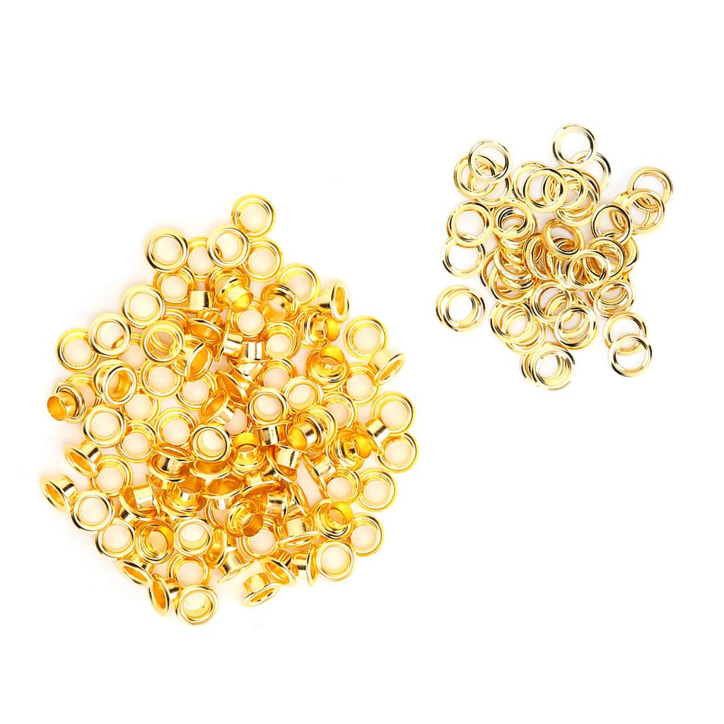 200Pcs 6mm Shoes Grommet Hollow Hole Rivet DIY Hand Made Brass Gold Leather Accessories