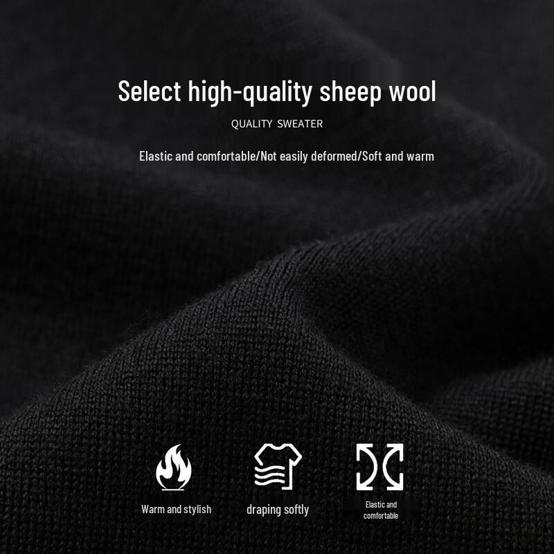 Men's Warm 100% Wool Half-Turtleneck Sweater