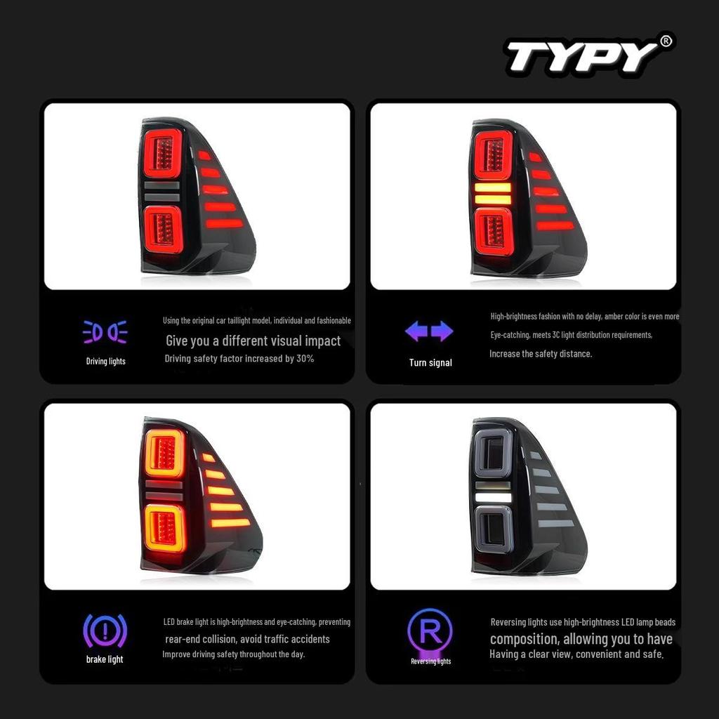 LED Flowing Water Taillight Assembly for 2015-2025 Toyota Hilux REVO