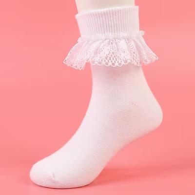 5 Paires Chaussettes Courtes Cheville Princesse Enfants Volants Coton Dentelle Maille Chaussettes Enfants Tout-Petits Bébés Filles 2-15 Ans