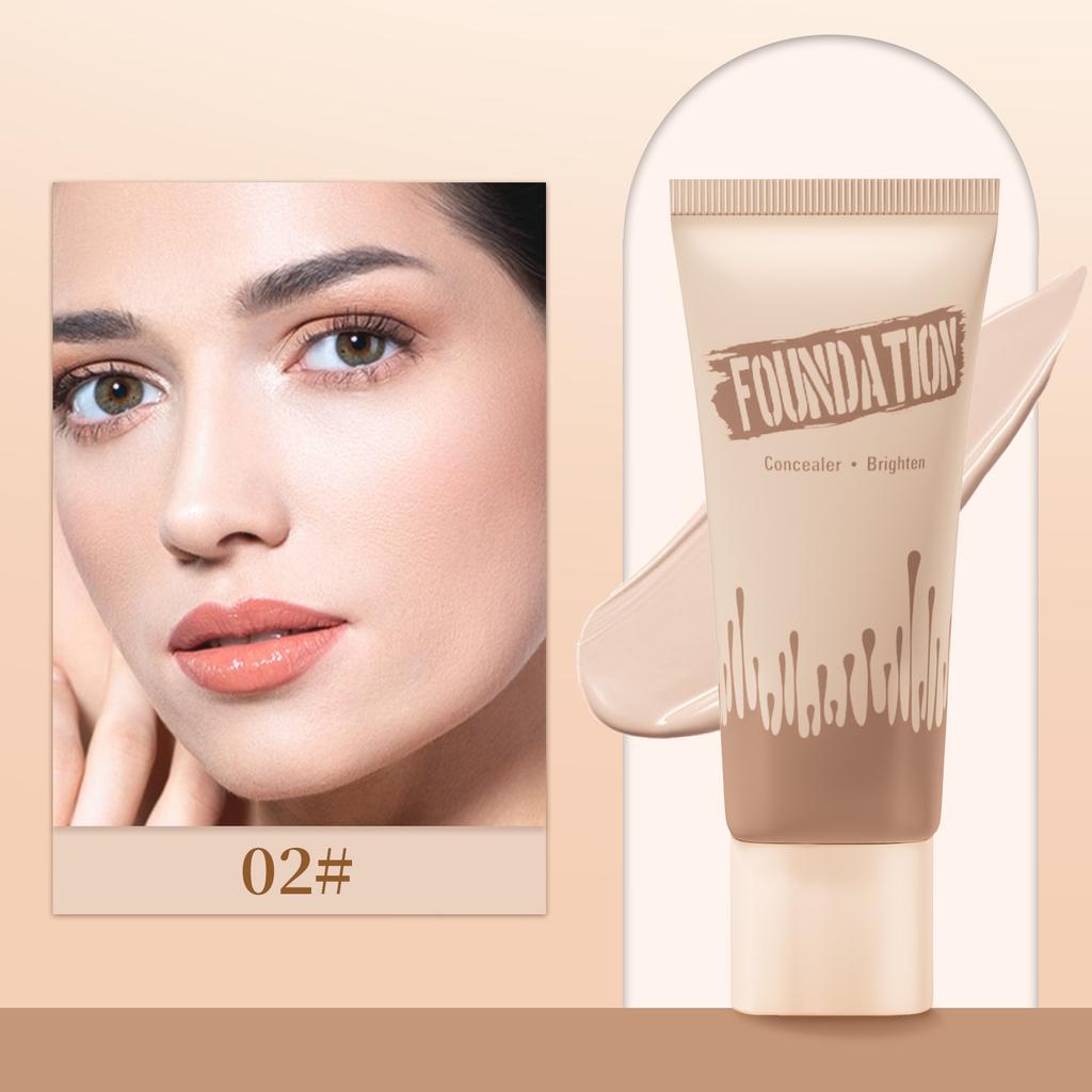 Full Coverage Foundation, Matte Finish Oil-control Liquid Foundation, Covering Blemishes and Dark Spot, Concealer Cream