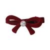 Retro Flocked Pearl Bow Christmas Hair Clips for Woman Girls Sweet HairPins Child Cute Bow Barrettes Fashion Hair Accessories
