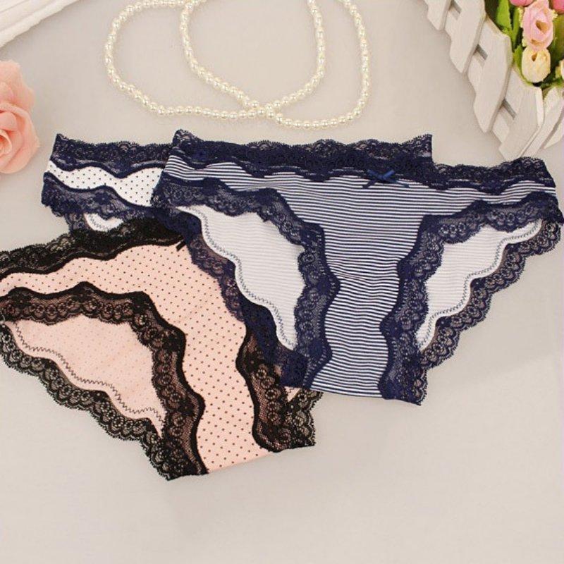 Women's Lace Dot Printed Underwear Women Panties Lady Briefs