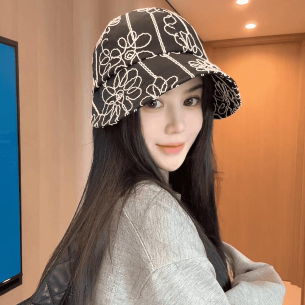 Sun Hat Embroidery Big Eaves Hat Casual Style Cap Summer Bucket Hat Fashion
