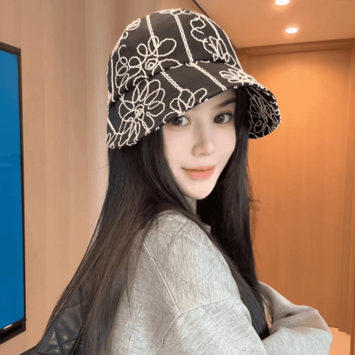 

Sun hat embroidery big eaves hat casual style cap summer bucket hat fashion