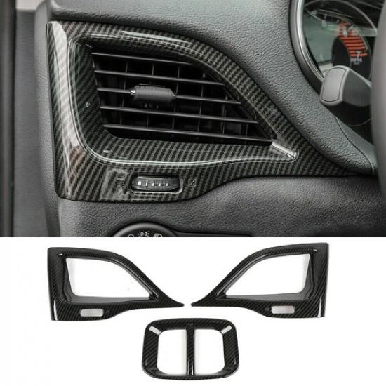 

Inner Side Rear Air Vent Outlet Cover Trim For Jeep Cherokee + Carbon Fiber
