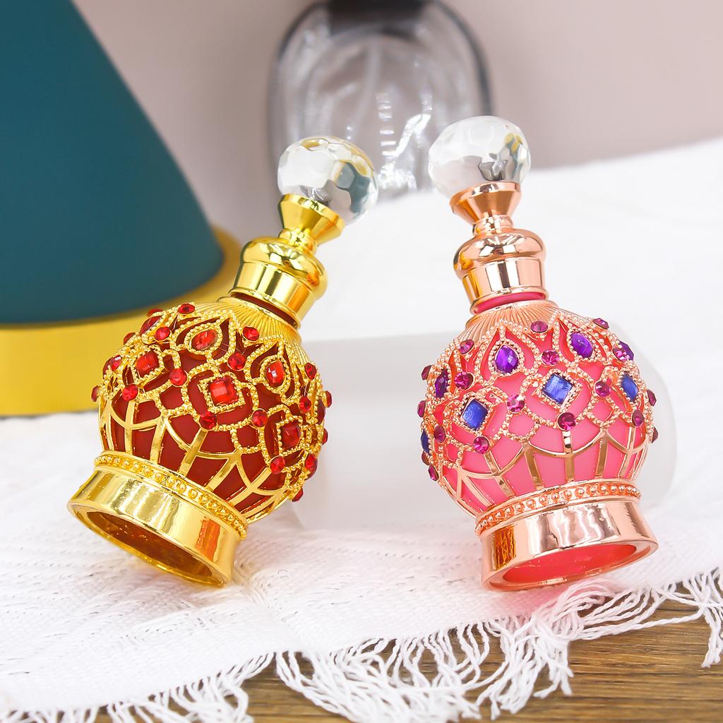 3PCS 15ml Glass Perfume Bottles Glass Metal Electroplated Essential Oil Containers Empty Refillable Travel Bottles for Perfume 4