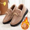 Winter Cotton Shoes with Women's Leather Surface Waterproof and Velvet Flat Bottom Warm and Middle-aged and Elderly Short Boots