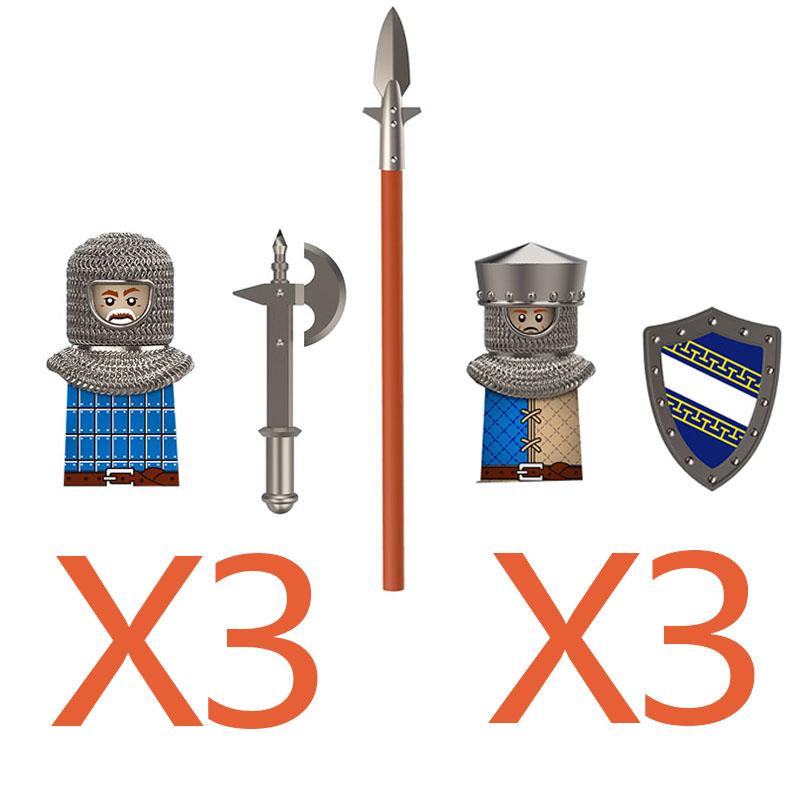 MOC Building Blocks Medieval Character Accessories Warhorses Militiamen Dragons Castles Knights Brick Gifts Toy Helmets Shields