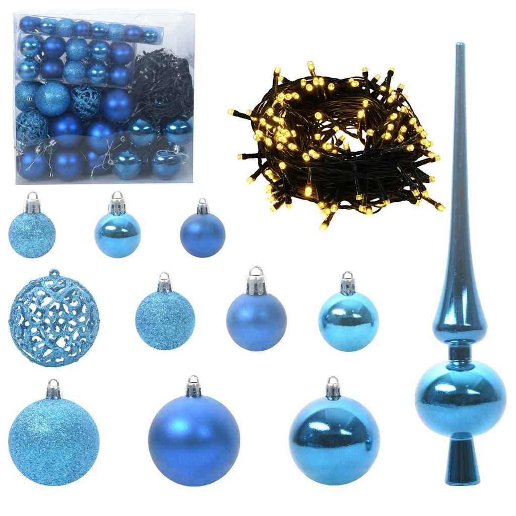 Christmas Ornament Set with 300 LEDs 120 pcs Blue Plastic