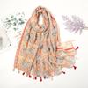 Fashion Luxury Ink Painting Floral Tassel Viscose Shawl Scarf Lady High Quality Wrap Pashmina Stole Bufandas Muslim Hijab