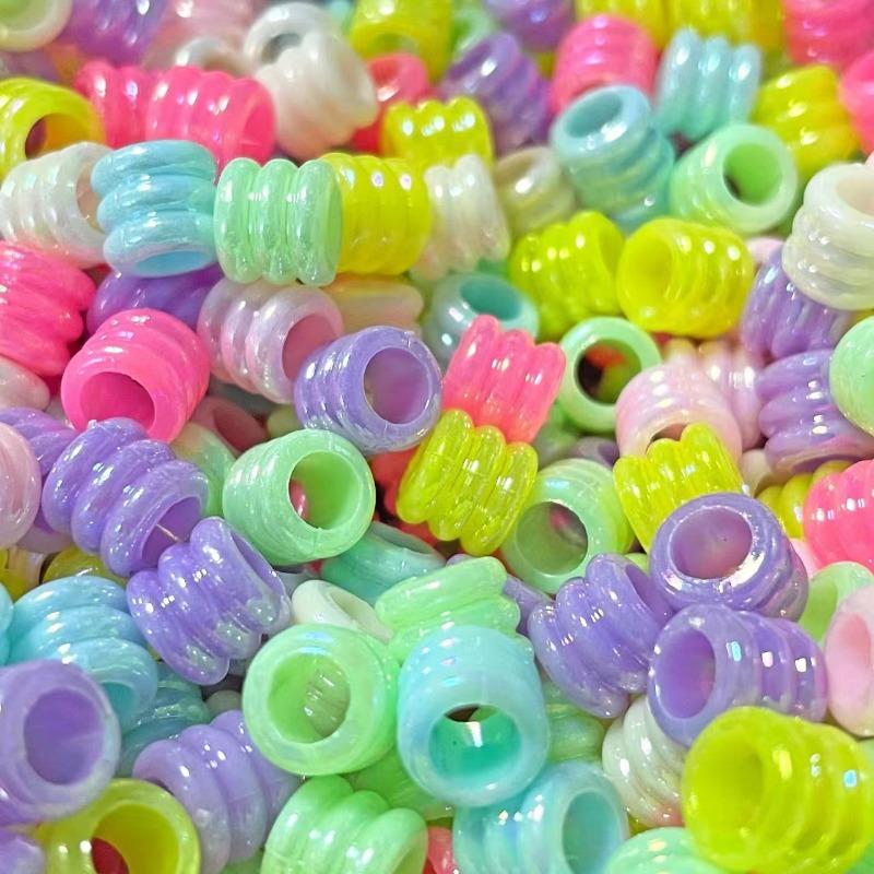 

Рукоделие Акриловые разделительные бусины Бусины с отверстием Рукава бусин DIY Браслеты Ожерелья Брелоки 10pcs разноцветный