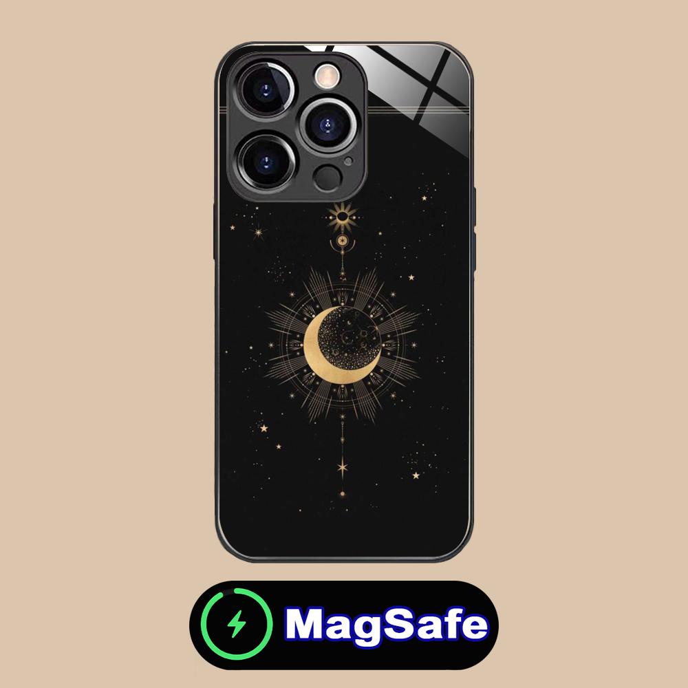 Sun Moon Mobile Cell Phone Case for iPhone 17 16 15 14 13 12 11 Air Pro Max Plus Mini MagSafe Glass Colorful Cover Cover Luxury