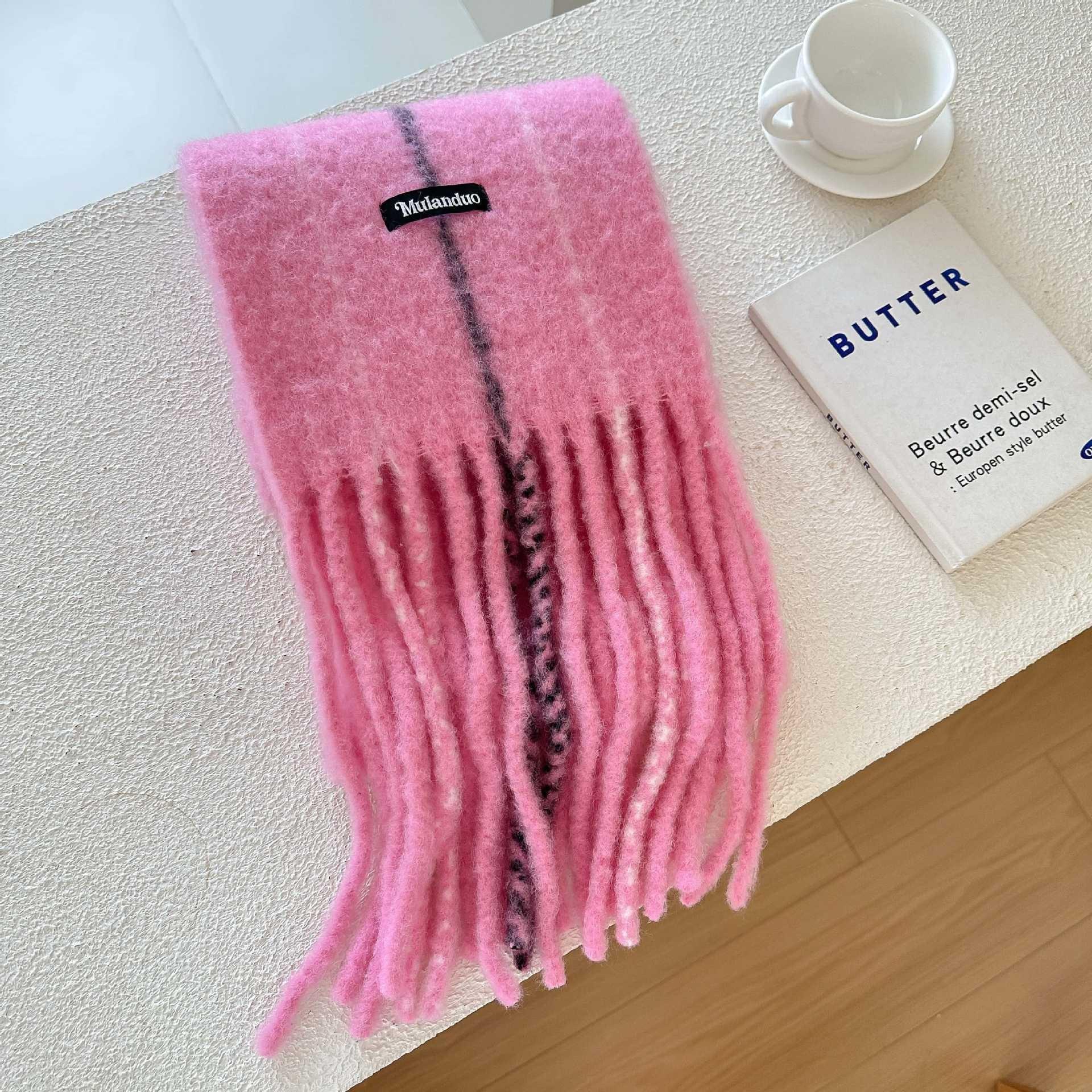 

Simple and Versatile with Wool Texture, Compact and Warm Couple Scarf 210*23cm+20*2