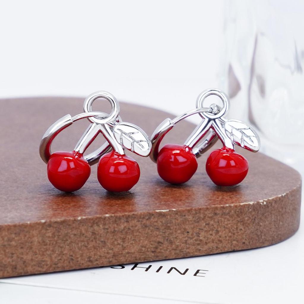 Red Cherry Sweet Earrings - Creative Niche Design for Women