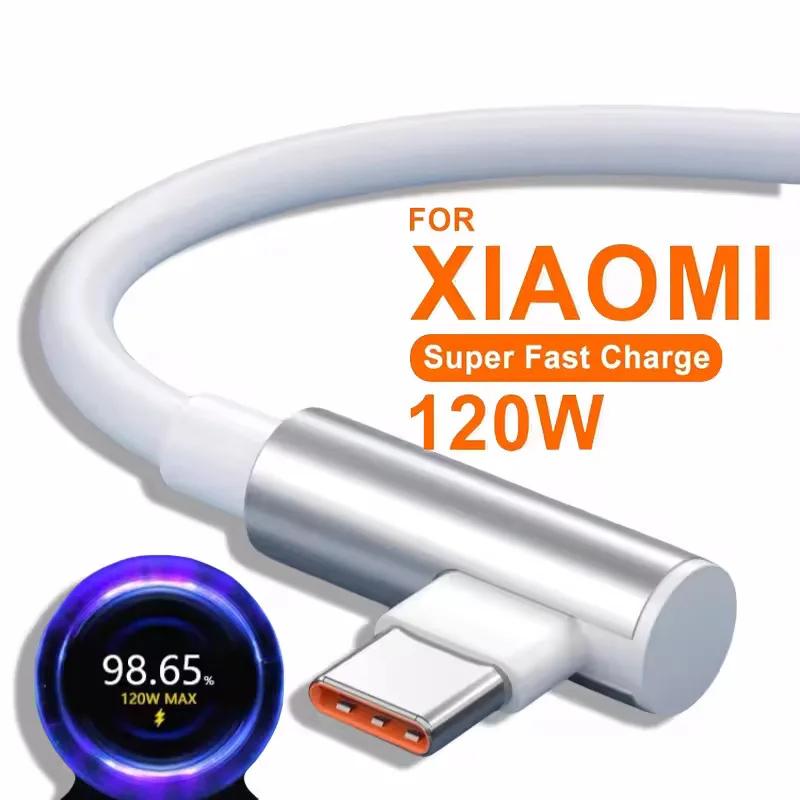 111W 6A USB Type C Fast Charging Cable 91 Degree Elbow for Xiaomi Mi 11 11 11 Ultra Redmi Note 11 Turbo Poco X1 Pro