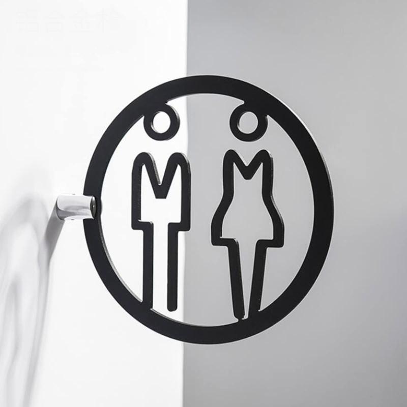 Clear Directional Restroom Sign Easy Install Bathroom Signage Toilet Plaque Washroom Marker Male Female Symbols