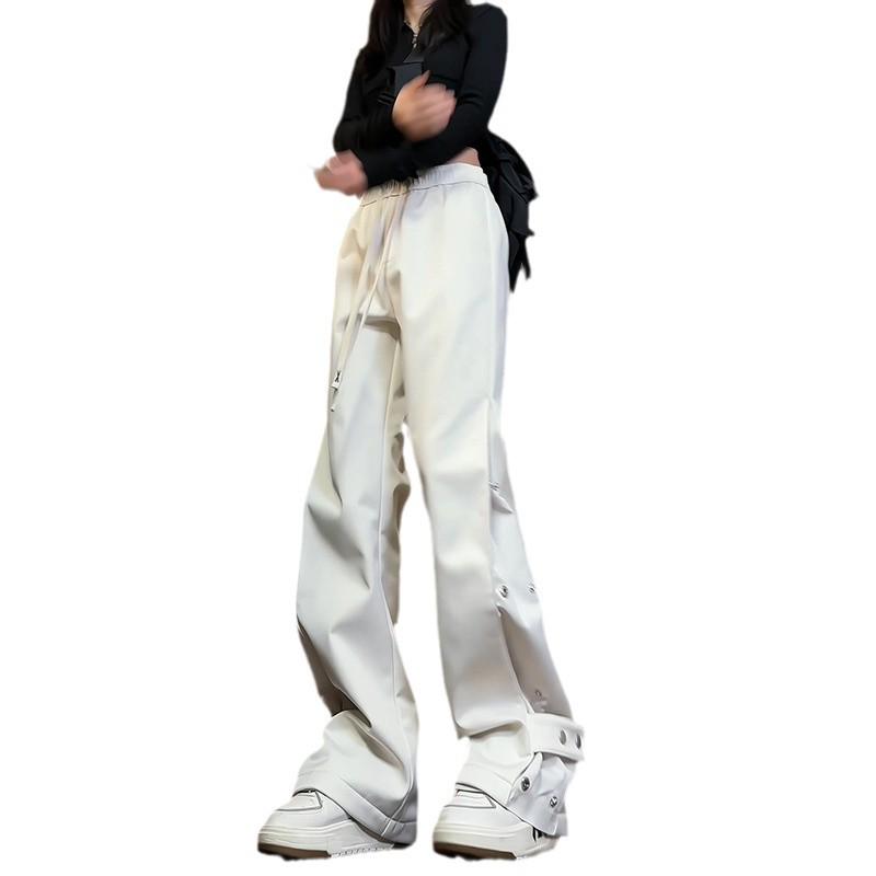 Unisex Fleece-gefütterte Arbeitsjeans mit Druckknöpfen - Herbst/Winter, Amerikanischer High-Street-Stil