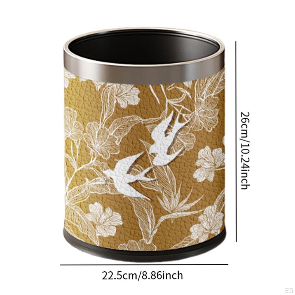 Open Top PU Leather Waste Bin for Kitchen And Living