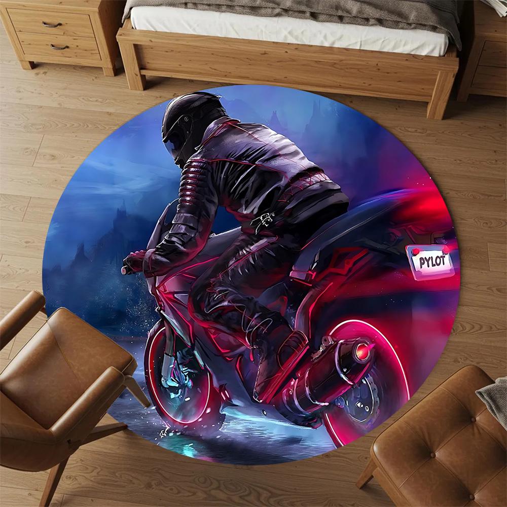 1pc Motorcycle Pilot Round Chair Mat Area Rug - Non-Slip, Floor Mat for Office, Bedroom, and Indoor Decor C1125265