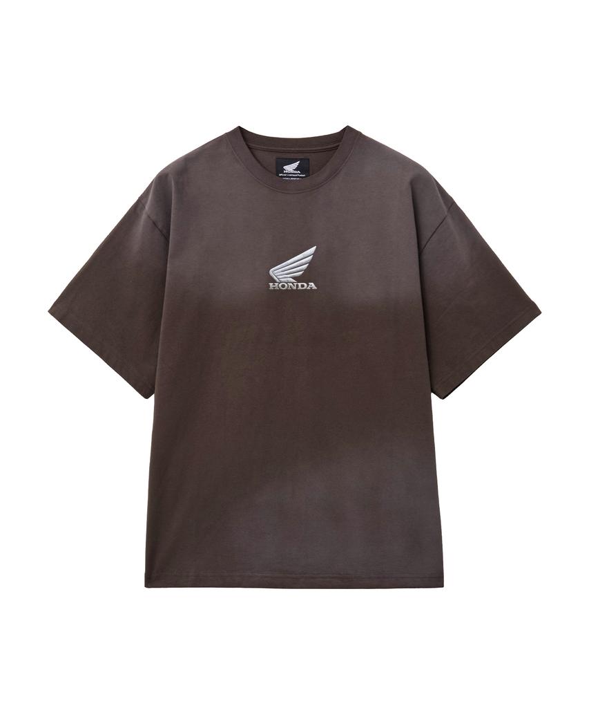 PHYPS MOTORCYCLE Winglogo Spray Dying Short Sleeve Brown