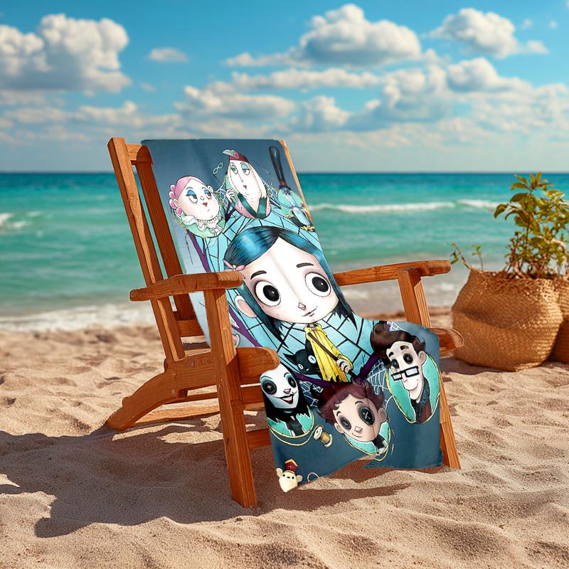 1pc C-Coraline (2) Beach Towel, Comfortable and Thick, and Swimming/Bath/Picnic/Camping Towel, Suitable for Seaside Beaches
