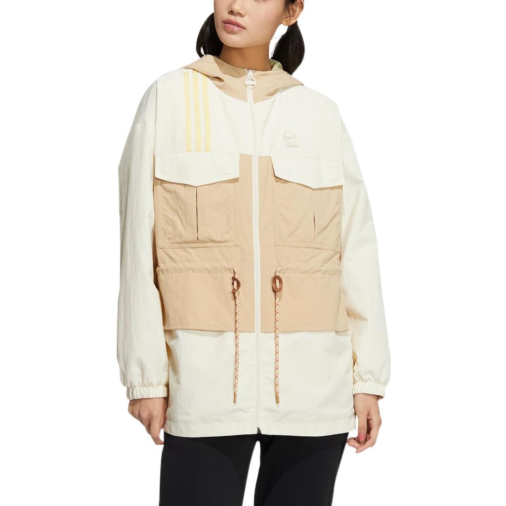 Adidas Neo Logo Print Drawstring Design Outdoor Multi-Pocket Sports Work Jacket Women Jacket Multicolor HM2021