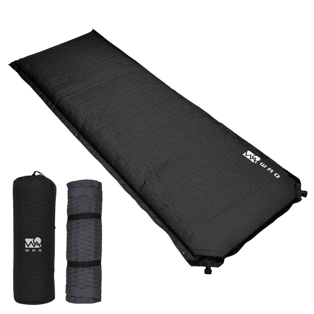 WAQ Camping Mat, Car Camping Mat, Thick 8cm, Compact, R-Value 6.5, Special Urethane, Lightweight, Inflatable Mat (Black)