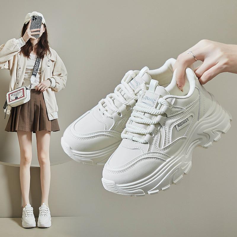 New dad shoes for women, spring student sports running shoes, casual shoes with heightened thick soles
