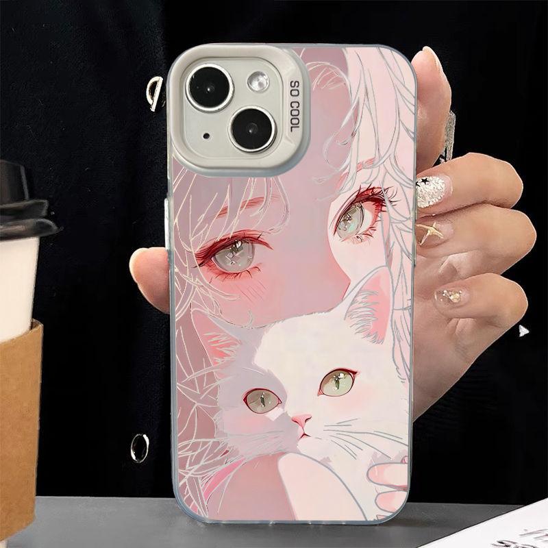 Applicable iPhone11/11Pro Cartoon Personality 11Plus Creative Domestic 11promax Gentle White Cat Girl
