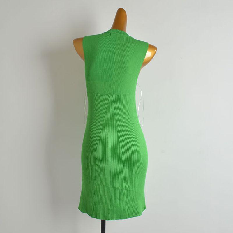 Fashion Style Sexy Sexy round Neck Sleeveless Knitting Dress Women's Clothing Silm Slim Looking High Elastic Sheath A- line Skirt