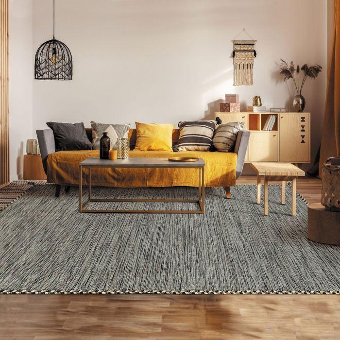 Tapis en coton tissé et tressé marron 190x290
