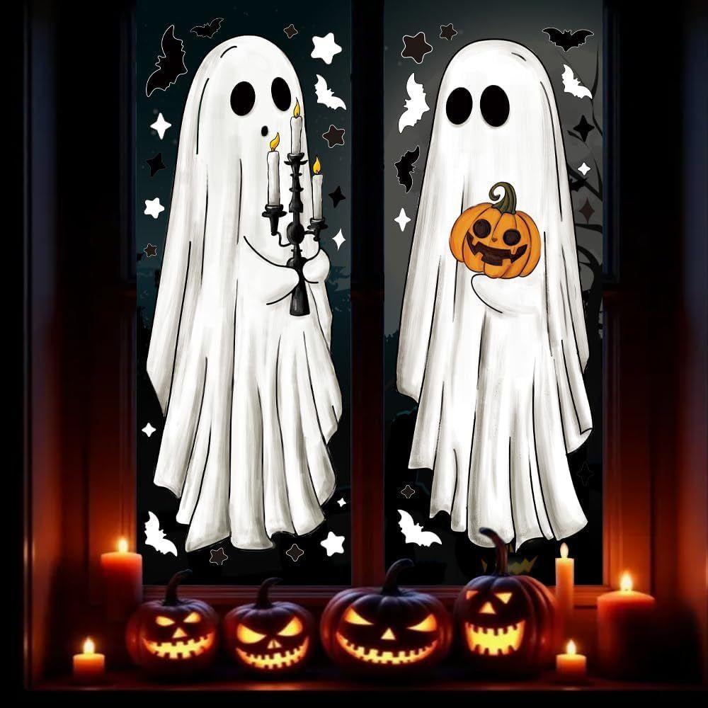 Cartoon Ghost Static Sticker Black Cat Pumpkin Window Clings Film Festival Supplies