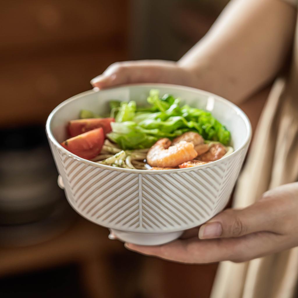 Creative Tall Bowl Household Retro Style Rice Bowl Ceramic Bowl Tableware Bowl Fruit Salad Bowl Round Small Bowl