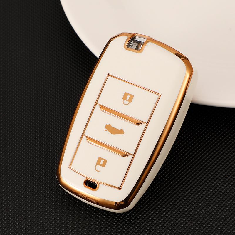 Changan Car Key Case for CS75: Gold-Edged Oshan TPU Key Cover